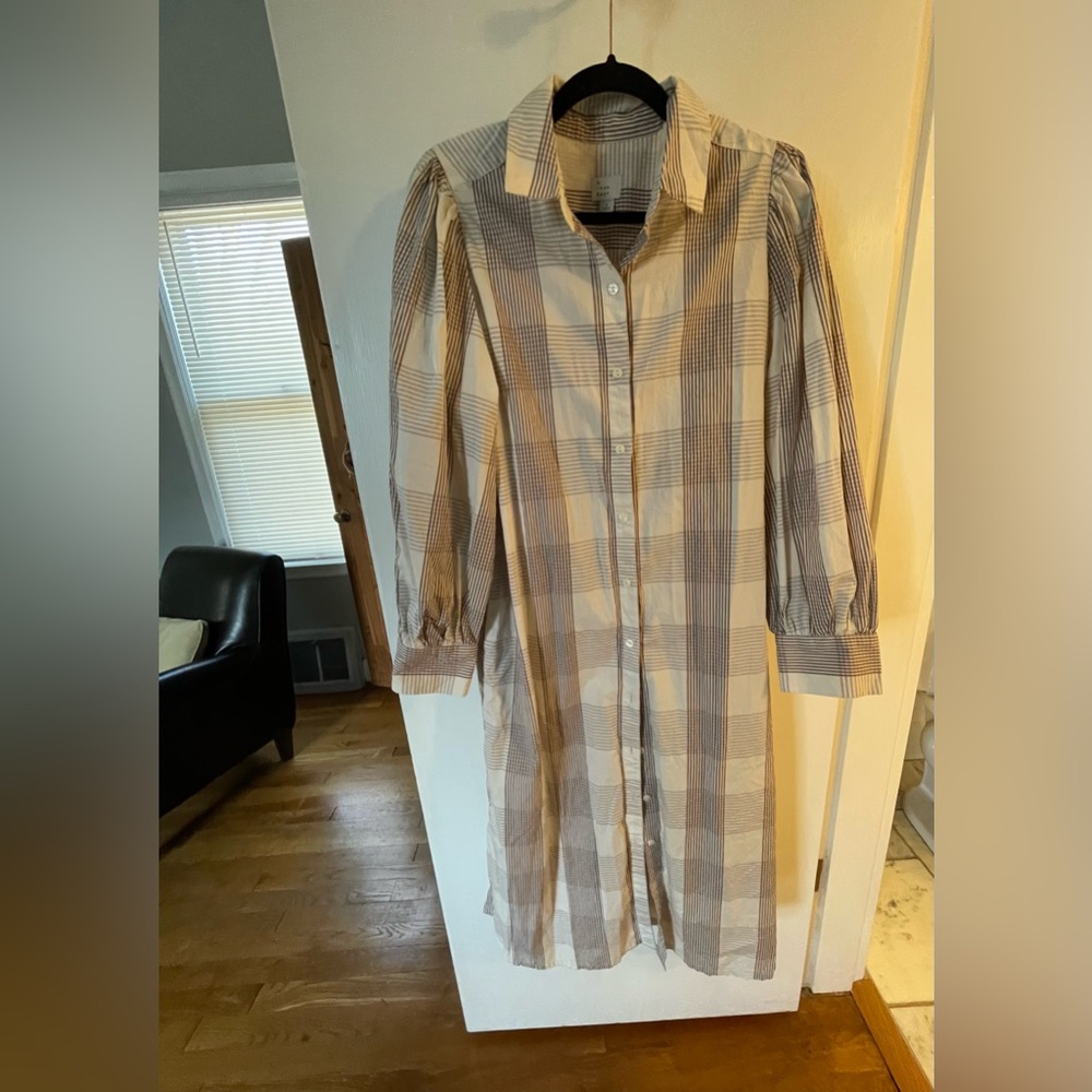 Target Cream Tan Long Sleeve Shirt Dress